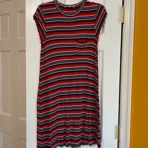 American Eagle striped T-shirt dress lettuce edge hem size M